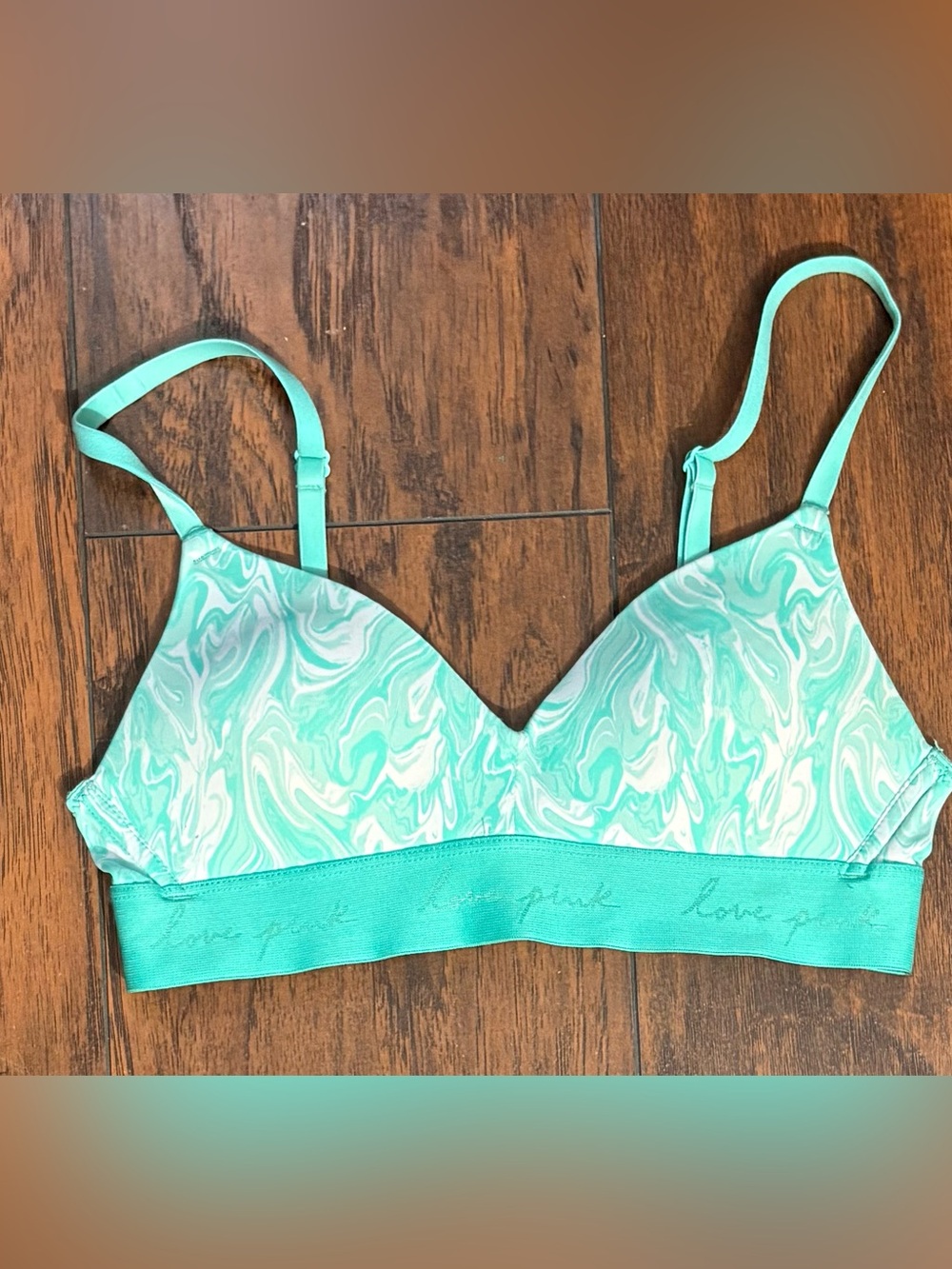 PINK Victoria's Secret Mint Marble Wireless Bra